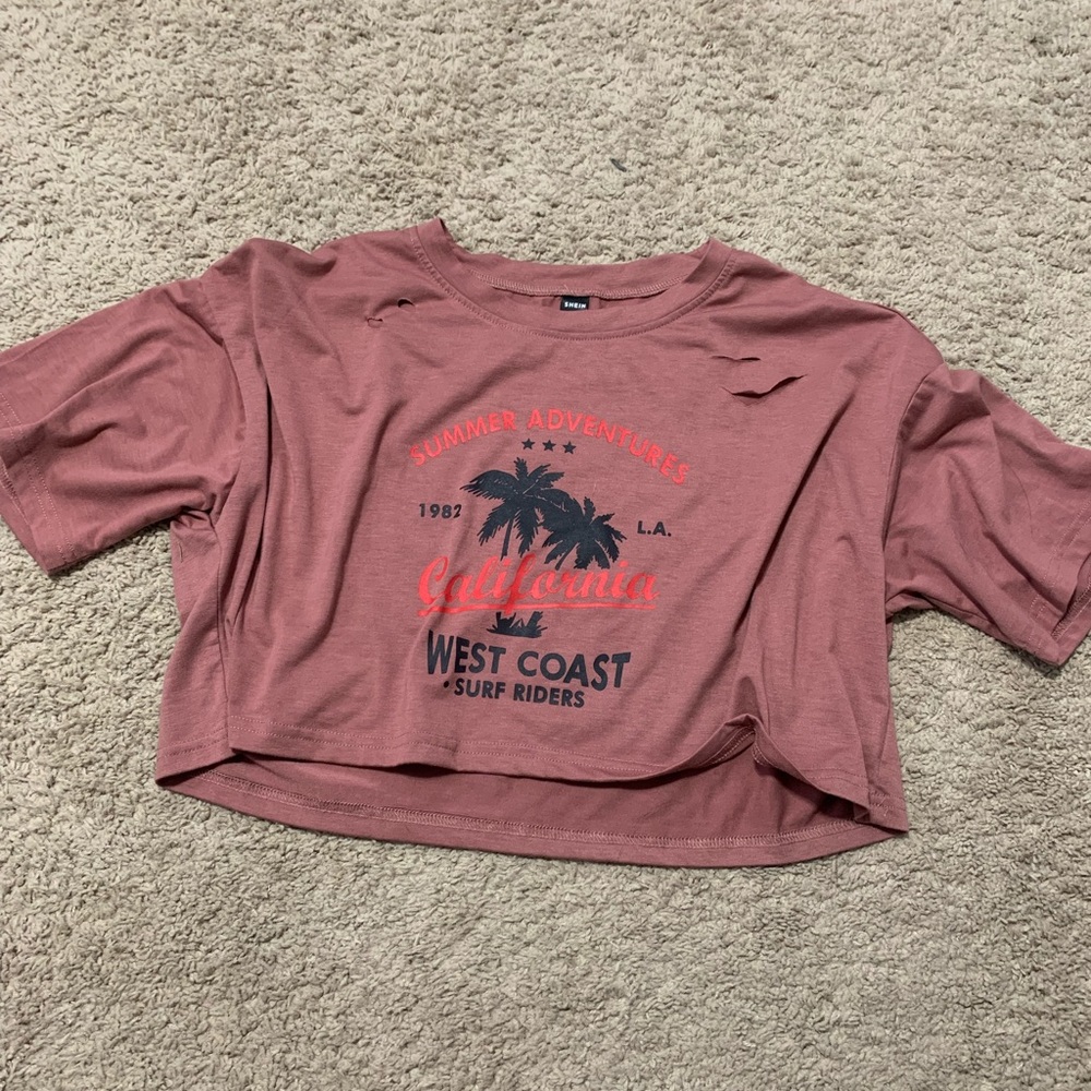 Distressed crop shirt